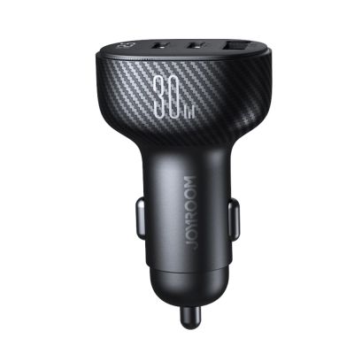 2. Ładowarka samochodowa Joyroom JR-CCD04 30W 2x USB-C USB-A z wyświetlaczem - czarna