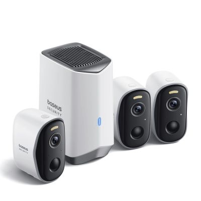 2. Zestaw kamer zewnętrznych Baseus Security N1 2K 3x kamera + stacja bazowa - biały