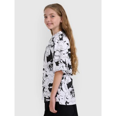 10. T-shirt oversize z nadrukiem dziewczęcy 4F 4FJRAW25TTSHF3069-90A