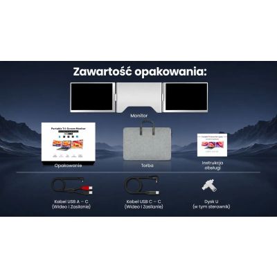15. 16" 2-ekranowy monitor do laptopów 12" do 18.5" EXTRALINK SMART LIFE