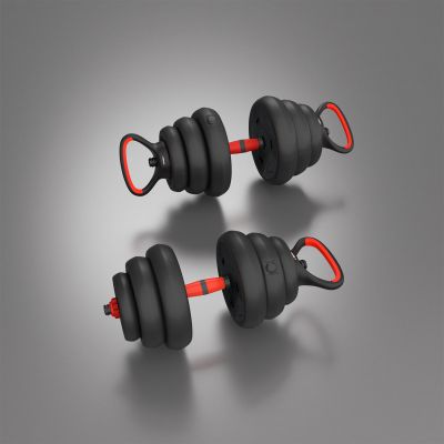 10. Zestaw ciężarów 6w1 HMS SGN120 (sztanga, sztangielki i kettlebell) 20kg
