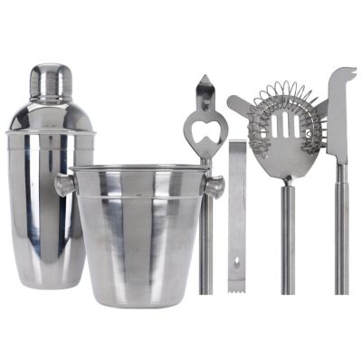 7. ZESTAW BARMAŃSKI 6 ELEMENTÓW SHAKER DO DRINKÓW SZCZYPCE