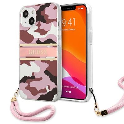 Etui Guess Camo Strap Collection na iPhone 13 mini - różowe