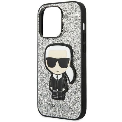 6. Etui Karl Lagerfeld Glitter Flakes Ikonik na iPhone 14 Pro Max - srebrne