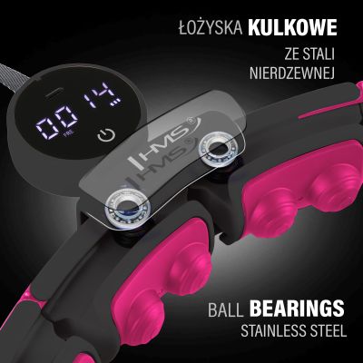 13. HHM16 HULA HOP BLACK/PINK Z MAGNESAMI I OBCIĄŻNIKIEM + LICZNIK HMS