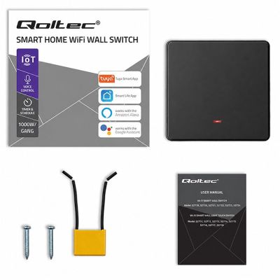 8. QOLTEC WŁĄCZNIK/WYŁĄCZNIK ŚWIATŁA | 1-KANAŁOWY | WI-FI | TIMER | TUYA | CZARNY