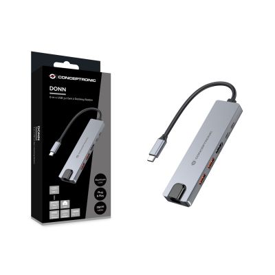5. Conceptronic DONN29G stacja dokująca Przewodowa USB 3.2 Gen 2 (3.1 Gen 2) Type-C Szary