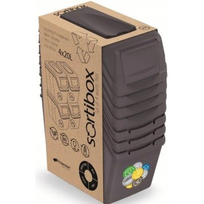 3. ŚMIETNIK KOSZE NA ŚMIECI 20 L SORTIBOX SET4 SZT. SZARY KAMIEŃ