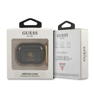 3. Etui Guess Glitter Collection na AirPods Pro - czarne