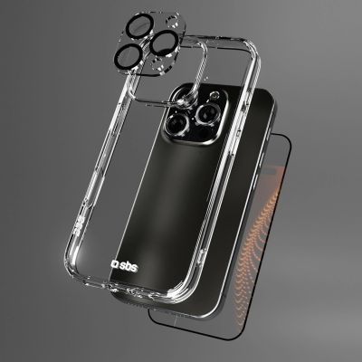 8. Zestaw SBS z technologią D3O na iPhone 16 Pro – etui + szkło ochronne na ekran i aparat - przezroczyste
