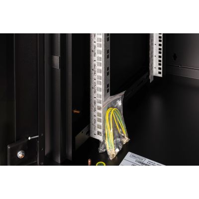 23. Digitus Szafa sieciowa wisząca Unique 19" 9U rack 600x600, drzwi szyba, czarny, niedzielona, złożona, 100kg