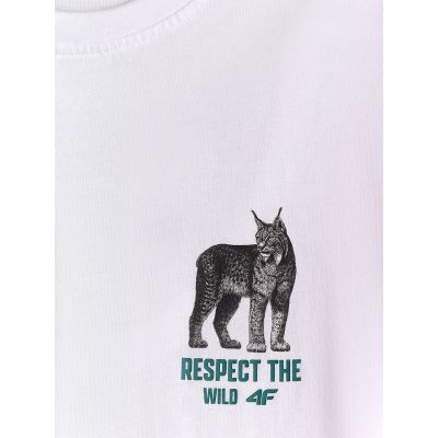 6. T-shirt regular z nadrukiem chłopięcy 4F 4FJKAW26TTSHM4457-10S