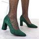 7. Czółenka na słupku w szpic zamszowe zielone Sergio Leone PB216