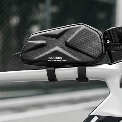7. Torba rowerowa Rockbros usztywniana, na ramę, na rurę górną 1,4l – czarna