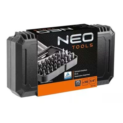 7. NEO TOOLS Końcówki wkrętakowe z uchwytem, zestaw 38 szt.