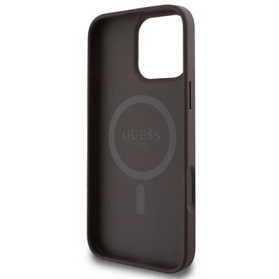 7. Etui Guess 4G Printed Stripes MagSafe na iPhone 16 Pro Max - brązowe