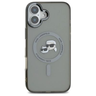 3. Etui Karl Lagerfeld IML Metal Karl&Choupette Head MagSafe na iPhone 16 - czarne