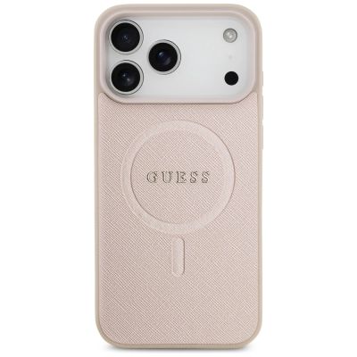 3. Etui Guess Saffiano Classic Logo MagSafe na iPhone 18 Pro Max / iPhone 17 Pro Max - różowe