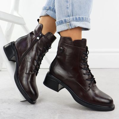 10. Skórzane botki damskie workery brązowe Filippo DBT7369