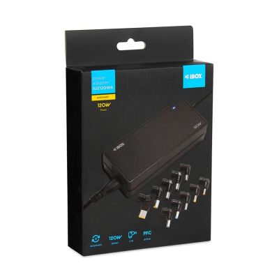 5. UNIWERSALNY ZASILACZ DO LAPTOPA I-BOX IUZ120WA AUTO, 10 WTYCZEK