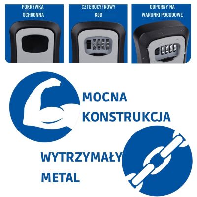 3. SKRZYNKA SEJF NA KLUCZE NA SZYFR 4 CYFRY KINZO