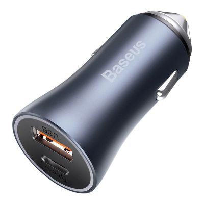 3. Baseus Golden Contactor Pro szybka ładowarka samochodowa USB Typ C / USB 40 W Power Delivery 3.0 Quick Charge 4 + SCP FCP AFC szary (CCJD-0G)