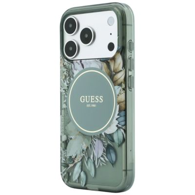 2. Etui Guess IML Flowers Pearl Strap MagSafe na iPhone 18 Pro / 17 Pro - zielone