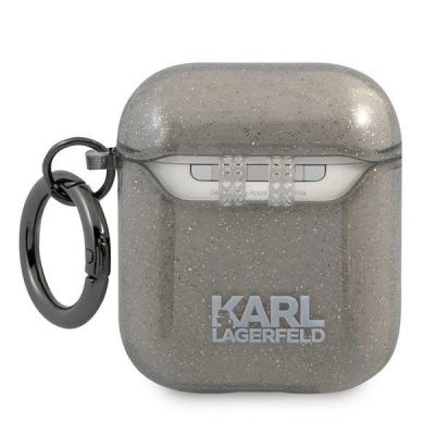 2. Etui Karl Lagerfeld Glitter Karl's Head na AirPods 1/2 - czarne