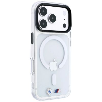4. Etui BMW M IML Glossy Metal Logo & Trims MagSafe na iPhone 17 Pro / 18 Pro - przezroczyste