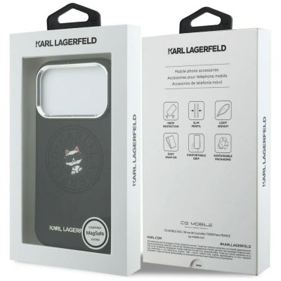 8. Etui Karl Lagerfeld Point & Choupette Sketch MagSafe na iPhone 17 Pro Max - czarne
