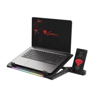 3. Podstawka chłodząca pod laptopa Genesis Oxid 450 RGB 15.6" z wentylatorem, podświetlenie, 2 USB