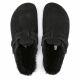 12. Chodaki damskie ocieplane z wełną owczą Birkenstock Boston Shearling Black skóra zamszowa narrow wąskie (0259883)
