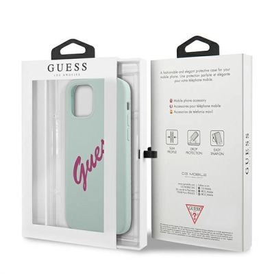 8. Etui Guess Silicone Vintage na iPhone 12 / iPhone 12 Pro - niebiesko-różowe
