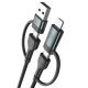 11. Kabel 3mk Hyper Cable N-SERIES 2 in 2 USB-A / USB-C i USB-C / Lightning 1.2m QC 3.0 9V/2A 60W - czarny