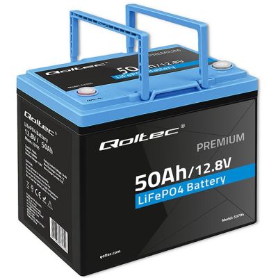 6. Qoltec Akumulator LiFePO4 Litowo-Żelazowo-Fosforanowy | 12.8V | 50Ah | 640Wh| BMS