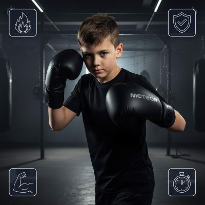 8. Rękawice bokserskie Meteor 6 oz treningowe, rzep, PU