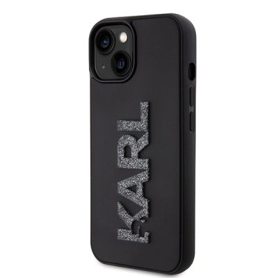 2. Etui Karl Lagerfeld 3D Rubber Glitter Logo na iPhone 15 - czarne