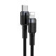 3. Kabel Baseus CATLKLF-G1 Lightning - USB-C PD QC 18W 480Mb/s 1m - czarno-szary