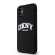 7. Etui DKNY Liquid Silicone White Printed Logo MagSafe na iPhone 11 / Xr - czarne