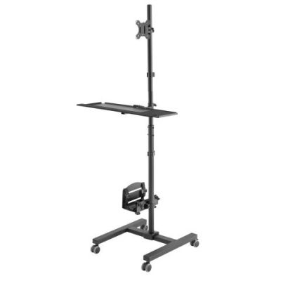 2. Wózek stand profesjonalny Maclean, mobilne stanowisko komputerowe na kółkach, max 17"-32", max 20kg, MC-793