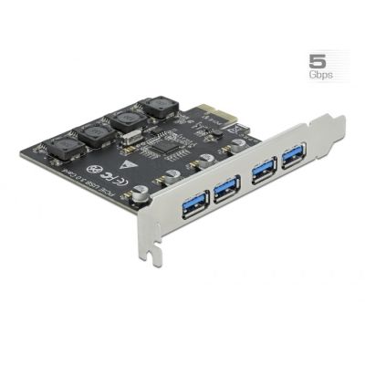 2. DeLOCK Karta PCI Express x1 do 4 x zewnętrzne USB Typ-A żeński SuperSpeed USB (USB 3.2 Gen 1)