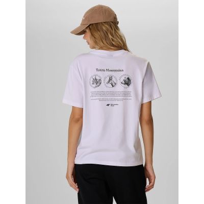 2. T-shirt loose z nadrukiem damski 4F 4FKAW26TTSHF4507-10S