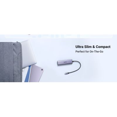 4. Ugreen Wielofunkcyjny HUB 5w1 USB-C  - HDMI 1.4 / 3 x USB-A / USB-C PD 100W CM511 - szary