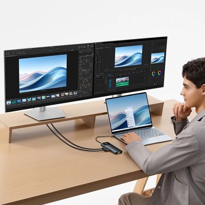 9. Hub USB-C Baseus Metal Gleam II 10w1 HDMI USB-A USB-C RJ45 SD/TF - szary