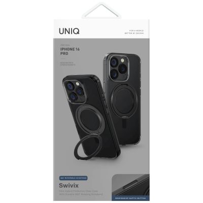 5. Etui UNIQ Swivix 360 Rotating Kickstand na iPhone 16 Pro - czarne