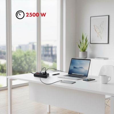 9. MACLEAN LISTWA ZASILAJĄCA, PRZEDŁUŻACZ 4 GNIAZDA + 3XUSB, 110-240V AC 50/60HZ, 2.1A MAX 2500W, 1,5M, CZARNA MCE392 B