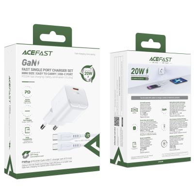 7. Ładowarka sieciowa Acefast A73 Mini PD 20W GaN + kabel USB-C - biała