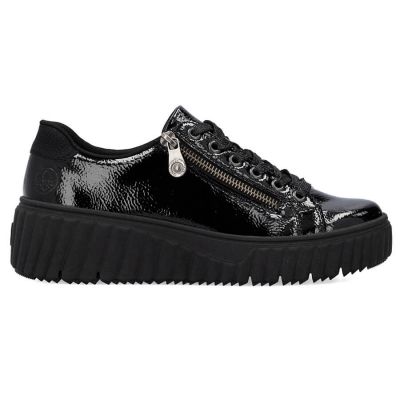 7. Buty na koturnie czarne Rieker W N2501-00