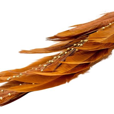 8. PTASZEK DEKORACYJNY NA KLIPSIE 38CM BRĄZOWO MIEDZIANY