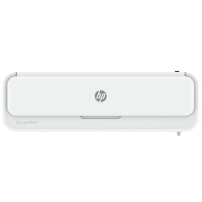 15. HP Laminator ONELAM 400 A3, na zimno/gorąco, zintegrowany trymer, zaokrąglacz rogów, prędkość 40cm/min + 15 folii: 3xA4, 4xA5, 4xA6, 4xB-CARD, biały